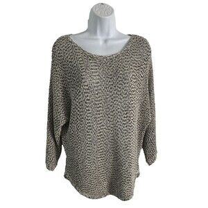 DKNYC Open Weave Oversized Tunic Sweater  Womens Size S Multicolored 3/4 Sleeve